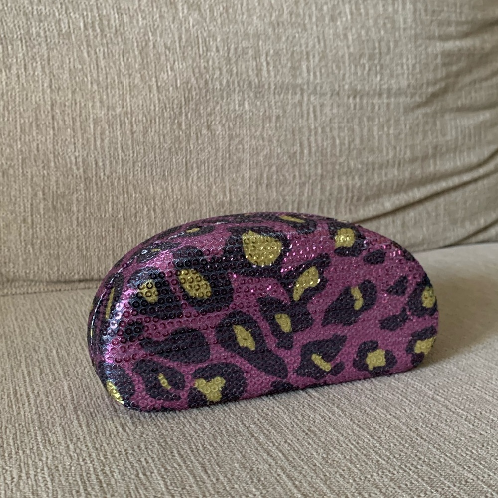 Purple and Lime Green Sequin Sunglasses or Eyewear Holder Y2K